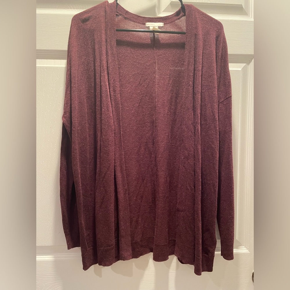 H&M Burgandy Cardigan Sweater Lightweight Open-Front